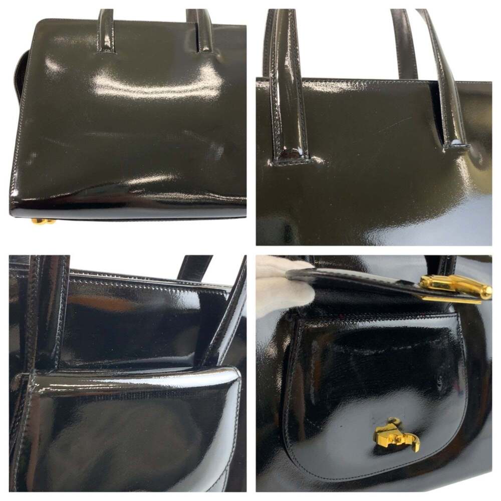 CELINE Vintage Black Patent Leather Handbag/Shoulder Bag (2-way) - Gold Hardw... - Picture 5 of 9